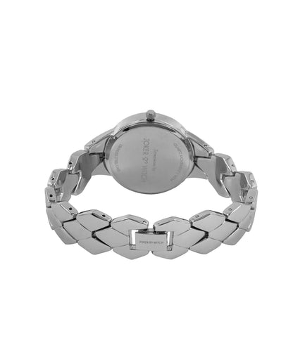 ATHENS BLACK DIAL SILVER METALLIC STRAP WATCH