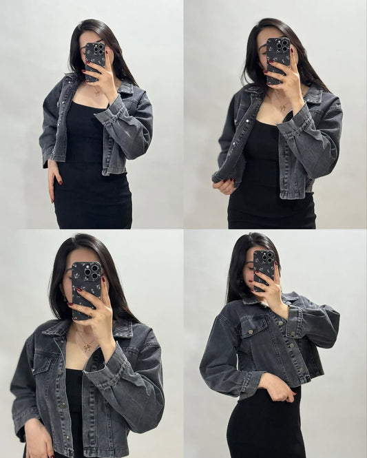 Girls' Denim Jacket - Casual Light, Regular, Light Blue& black