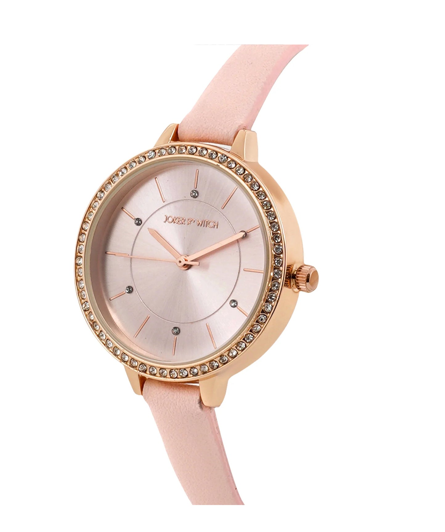 SUNRISE ALL PINK RHINESTONE PU STRAP WATCH