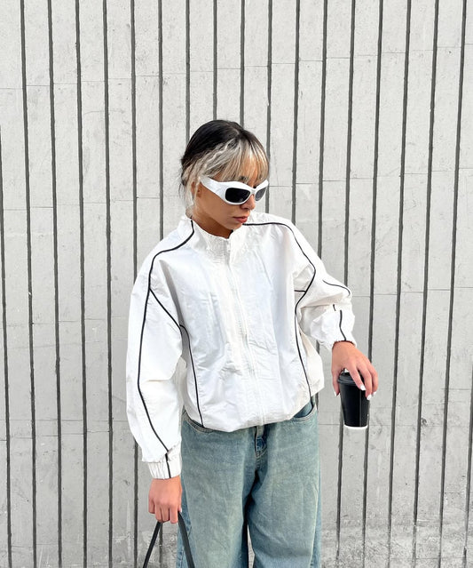 White& black track jacket for girls