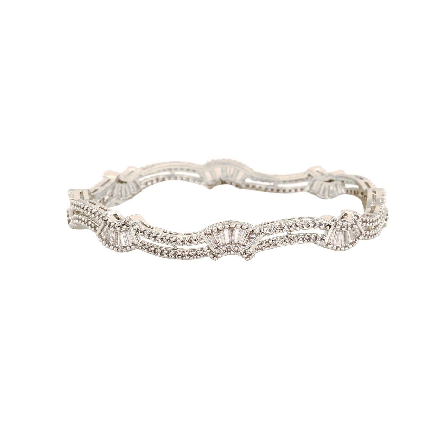 Estele Rhodium Plated Stunning White American Diamond Bangles Available Sizes in 2:6 & 2:8l Classic Design with Modern Elegance for Women