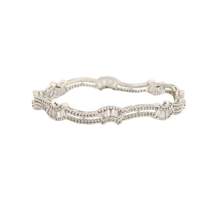 Estele Rhodium Plated Stunning White American Diamond Bangles Available Sizes in 2:6 & 2:8l Classic Design with Modern Elegance for Women