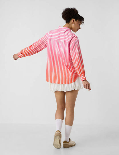 Ombre Stripes: Nectarine Women Boyfriend Shirts