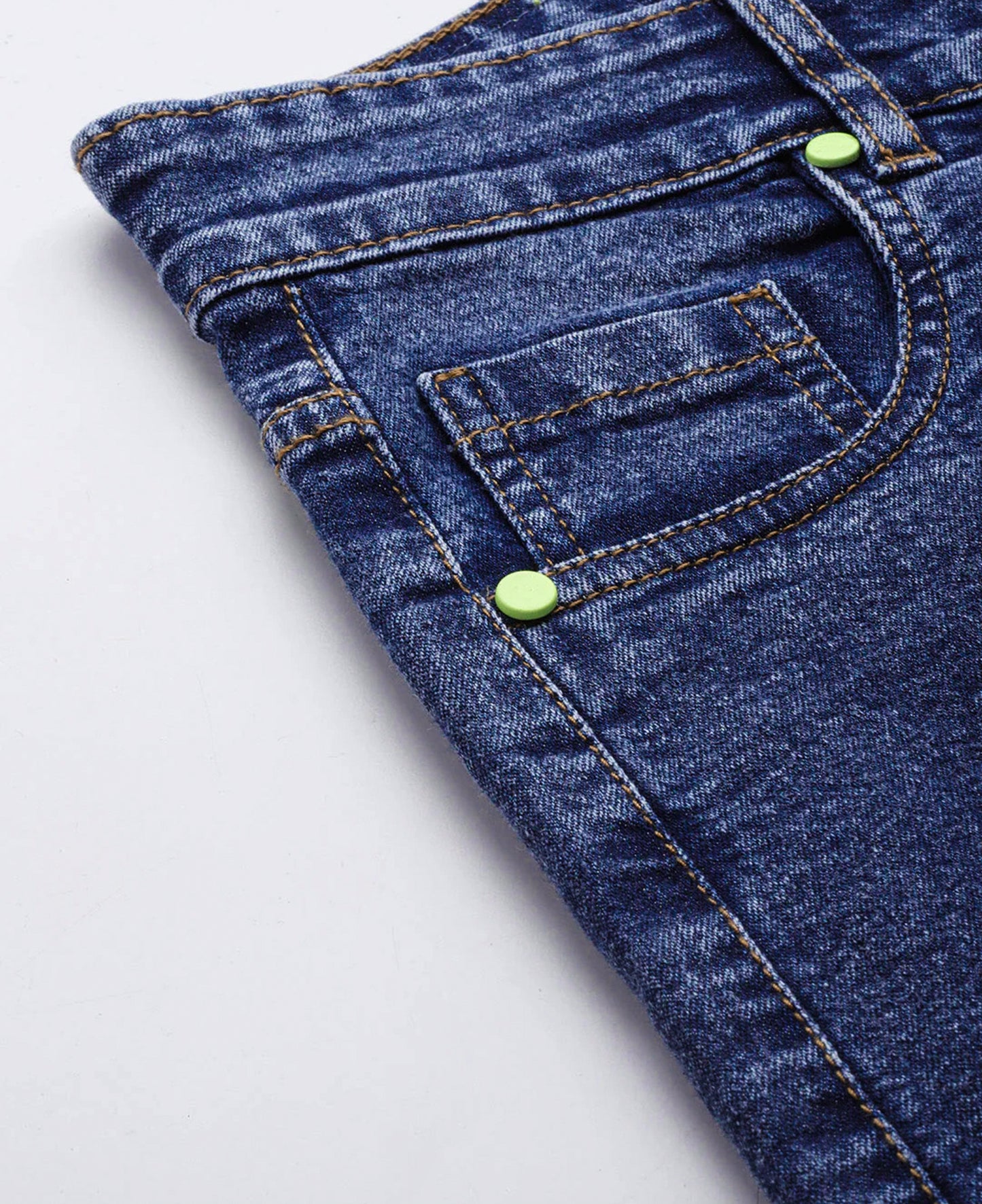 Women Blue Side Button Placket Stretch Straight Jeans