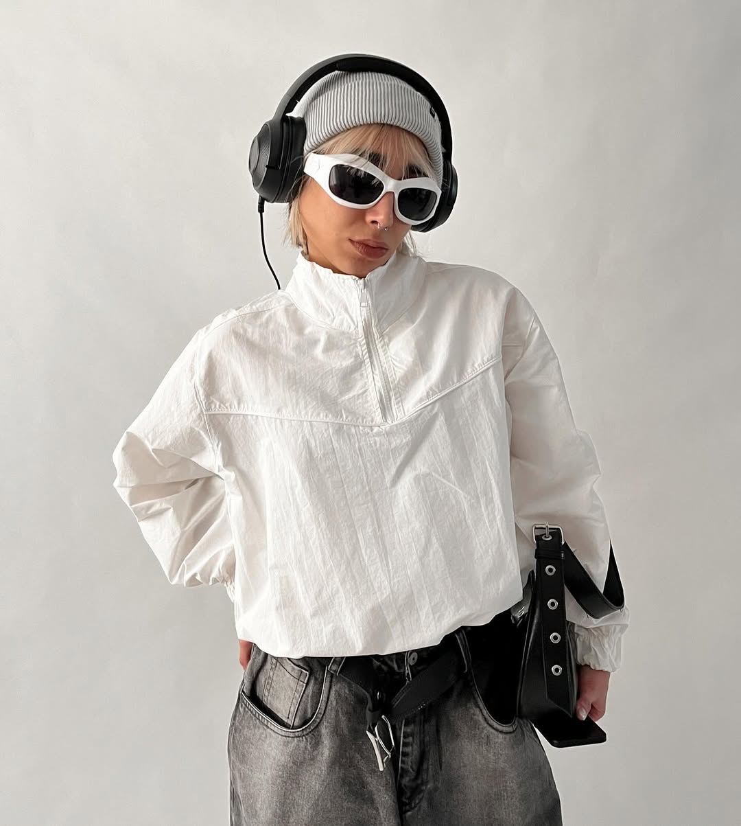 White & black track jacket for girls