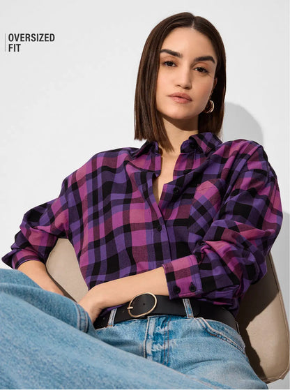 Petunia Plaid Women Boyfriend Shirts