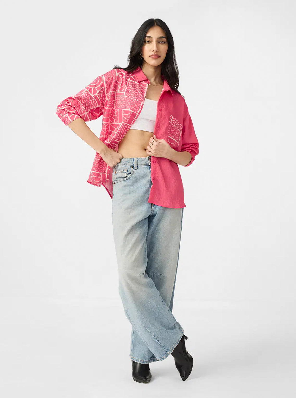 Textured Shirt: Desert Rose Women Boyfriend Shirts. 10