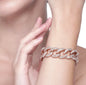 Rose Gold Plated Exquisite CubanEstele Rose Gold Plated Exquisite Cuban Bracelet with Stunning White Crystals for Women Bracelet for Women
