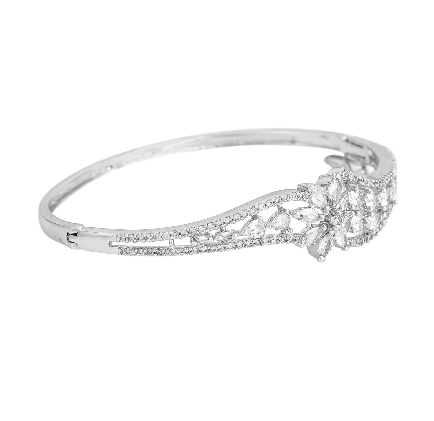 Estele Glowing Sophistication: Elegant American Diamond Bracelet with Classic Rhodium Finish for Women Designed for Effortless Comfort & Timeless Charm