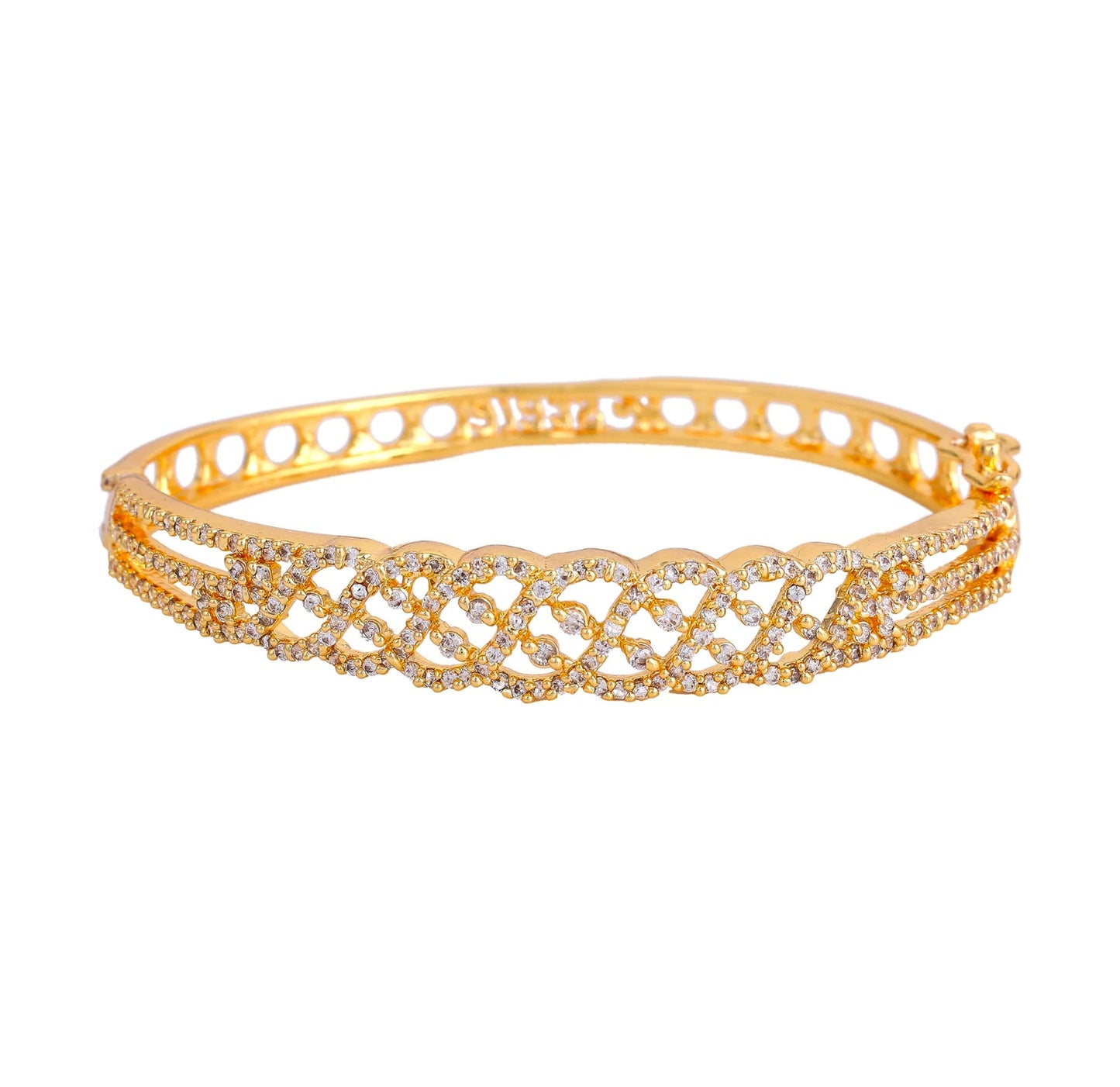 Estele Luxe Glow Gold Plated Comfort Fit Stunning White American Diamond Bracelet for Girls & Women I A Timeless Touch of Brilliance