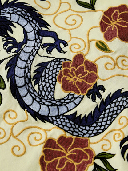 Cotton Linen Shirt: Dragon   Women Boyfriend Shirts