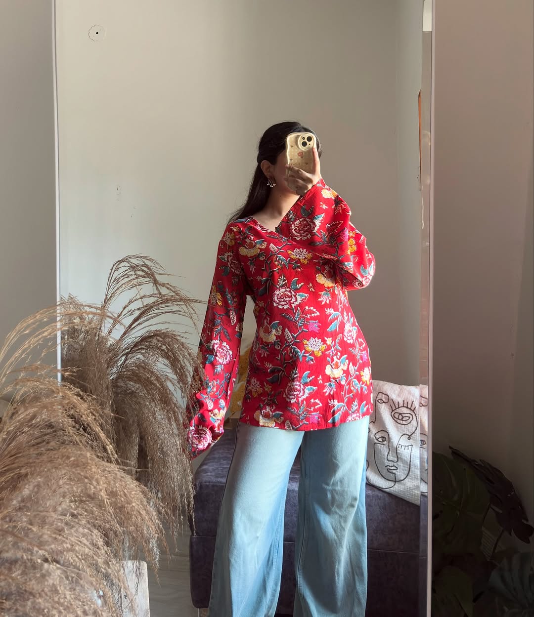 Casual Bell Sleeves Floral Print Women  kurti