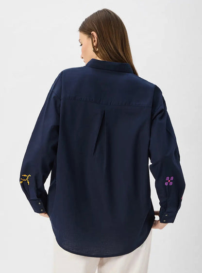 Embroidered Shirt: Magnolia Women Boyfriend Shirts