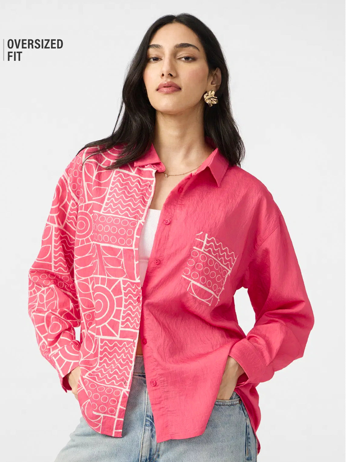 Textured Shirt: Desert Rose Women Boyfriend Shirts. 10