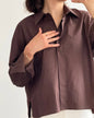 “Women’s Solid Satin Long Sleeve Button-Down Shirt – Wine Purple”