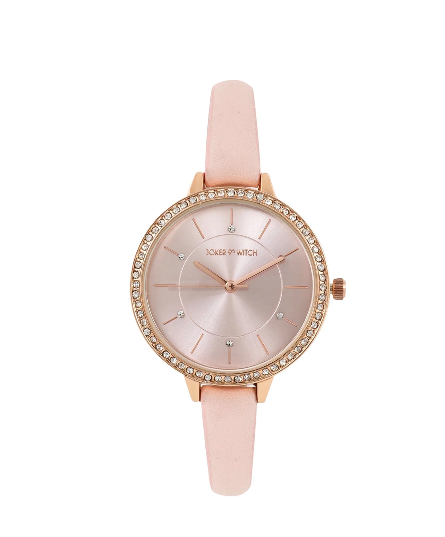 SUNRISE ALL PINK RHINESTONE PU STRAP WATCH