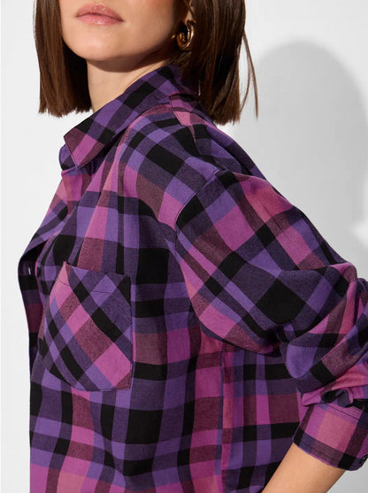 Petunia Plaid Women Boyfriend Shirts