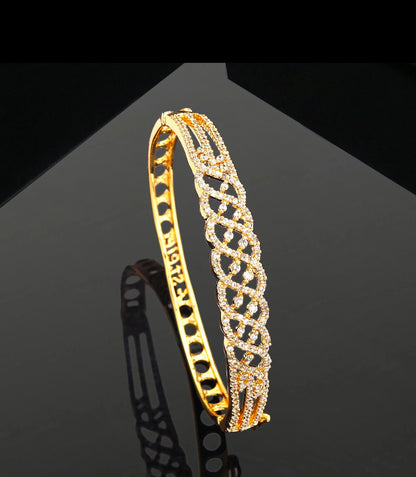 Estele Luxe Glow Gold Plated Comfort Fit Stunning White American Diamond Bracelet for Girls & Women I A Timeless Touch of Brilliance