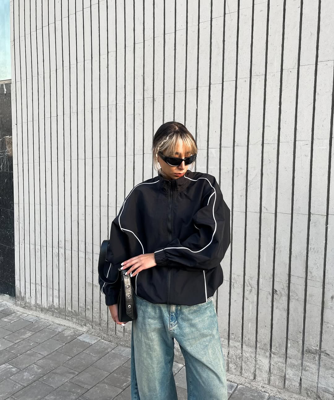 White& black track jacket for girls