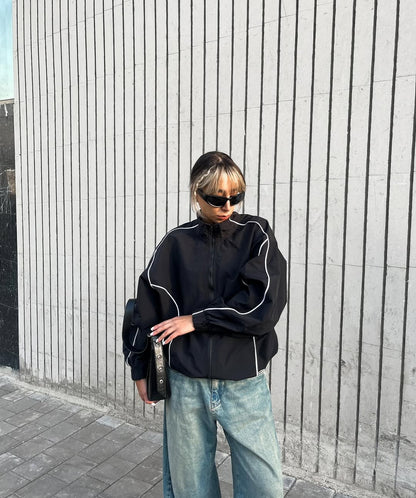 White& black track jacket for girls