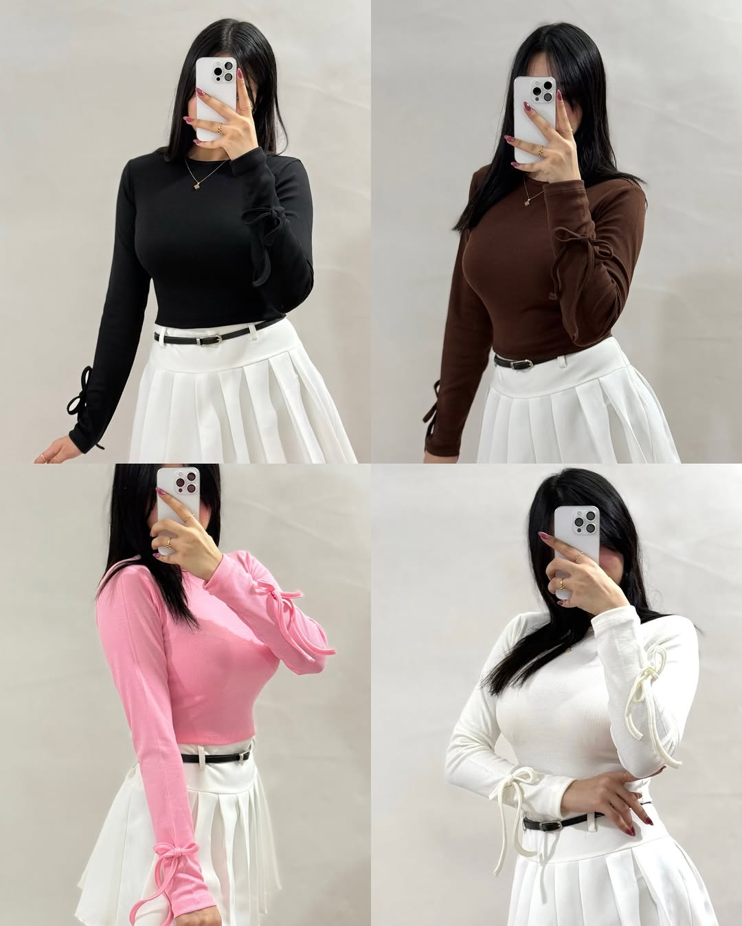 Women’s  Ribbed Full Sleeve Crop Top with Tie Detailing – Casual Stylish Wear