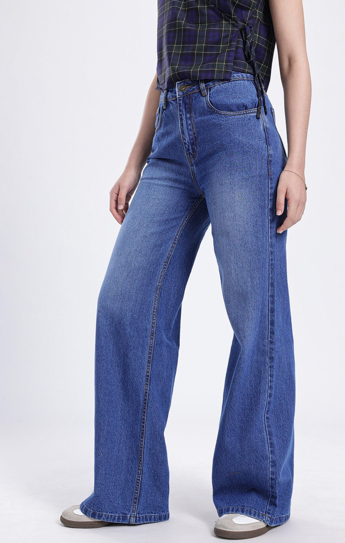 Women Mid-Rise Light Fade Pure Cotton Wide Leg