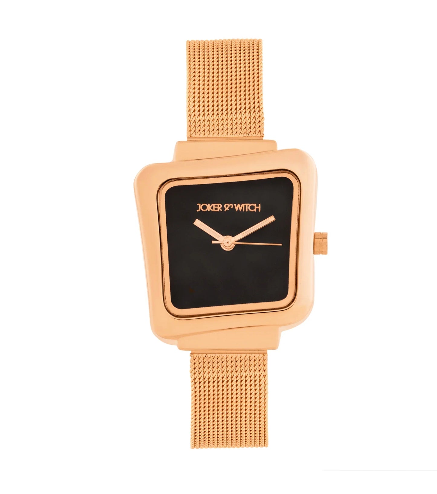 REGALIA ROSE GOLD WATCH WITH A BLACK DIAL AND A MESH STRAP