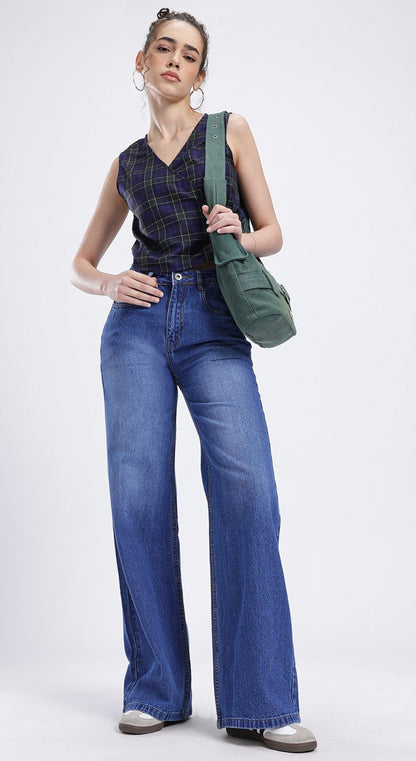 Women Mid-Rise Light Fade Pure Cotton Wide Leg