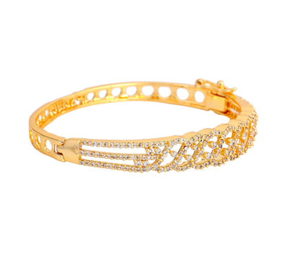 Estele Luxe Glow Gold Plated Comfort Fit Stunning White American Diamond Bracelet for Girls & Women I A Timeless Touch of Brilliance