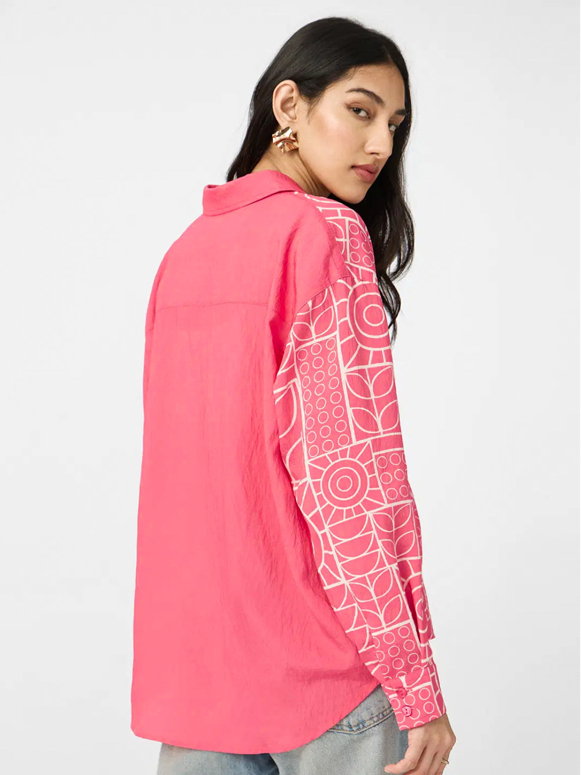 Textured Shirt: Desert Rose Women Boyfriend Shirts. 10