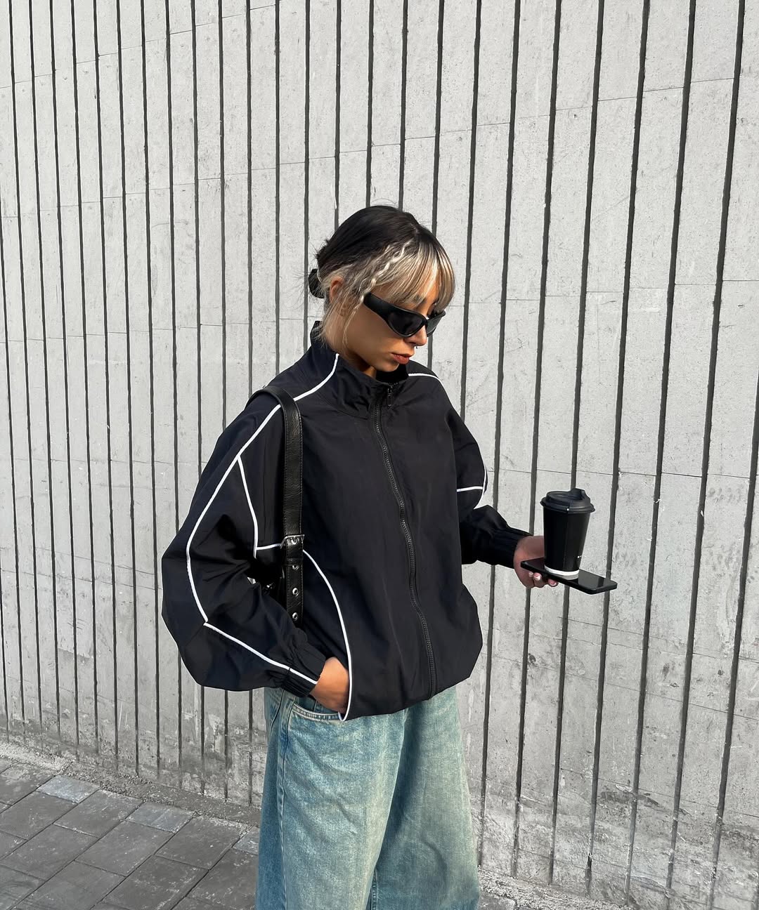 White& black track jacket for girls