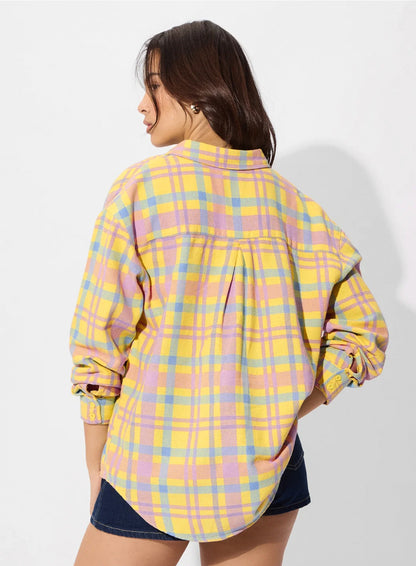 Plaid Shirt: Citron Women Boyfriend Shirts.