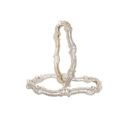Estele Rhodium Plated Stunning White American Diamond Bangles Available Sizes in 2:6 & 2:8l Classic Design with Modern Elegance for Women
