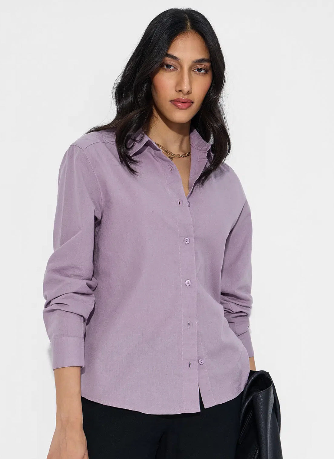 Cotton Linen: Deep Lavender Women Shirts