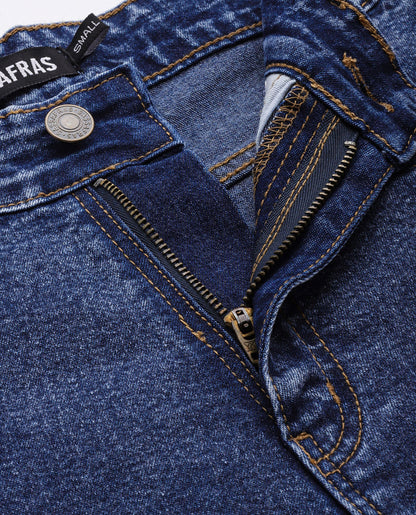 Women Blue Side Button Placket Stretch Straight Jeans