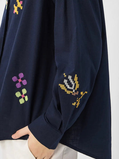 Embroidered Shirt: Magnolia Women Boyfriend Shirts