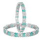 Estele Rhodium Plated Gleaming Mint Green American Diamond Bangles Available in 2:4, 2:6, & 2:8 Sizes|Dazzling Touch of Elegance for Women