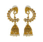 Gold Plated Elephant Designer Traditional Jhumka Earrings with White Pearls for Girls & Women