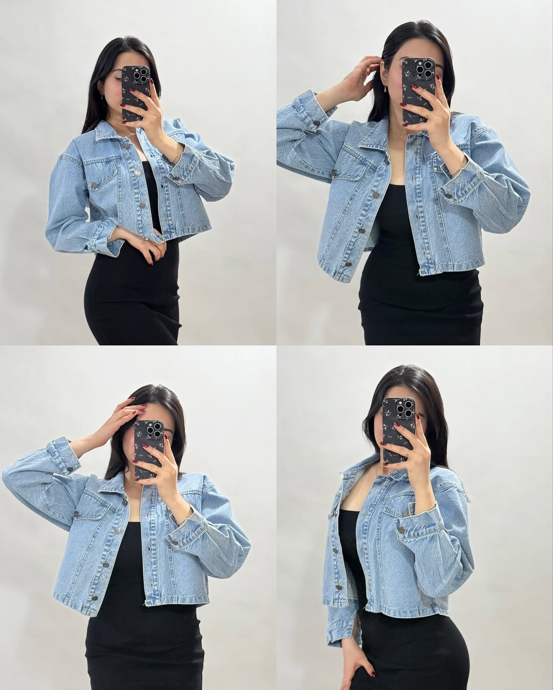 Girls' Denim Jacket - Casual Light, Regular, Light Blue& black