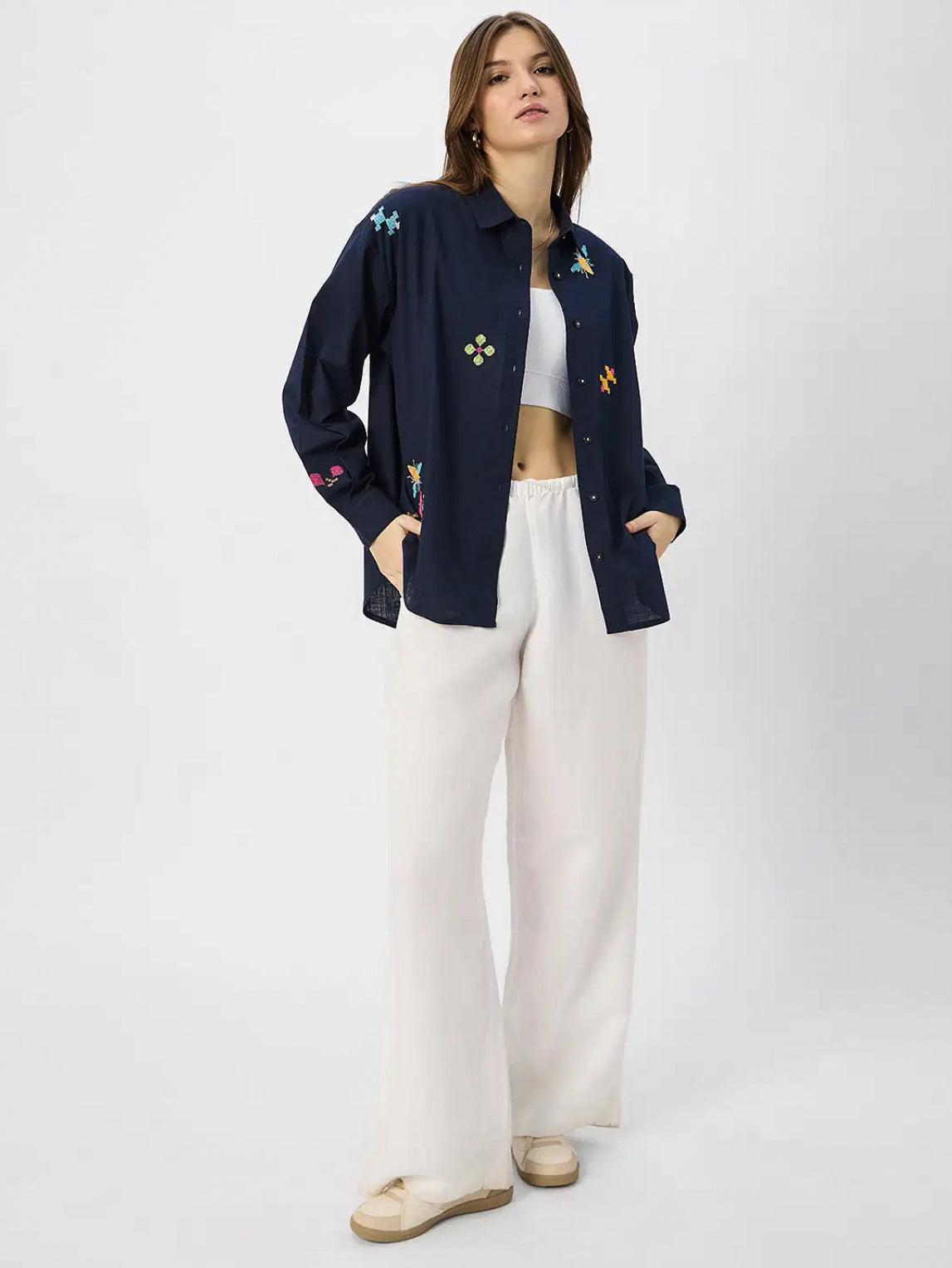 Embroidered Shirt: Magnolia Women Boyfriend Shirts