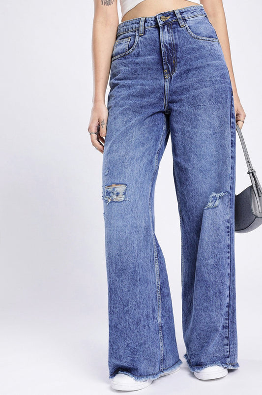 Women Mid-Rise Light Fade Pure Cotton Wide Leg