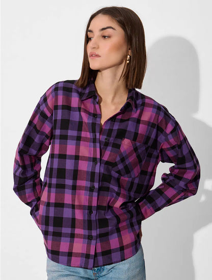 Petunia Plaid Women Boyfriend Shirts