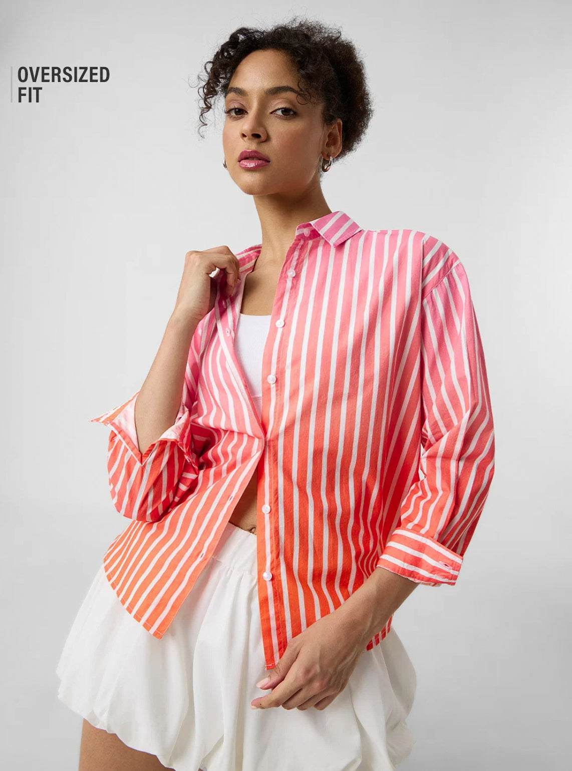 Ombre Stripes: Nectarine Women Boyfriend Shirts