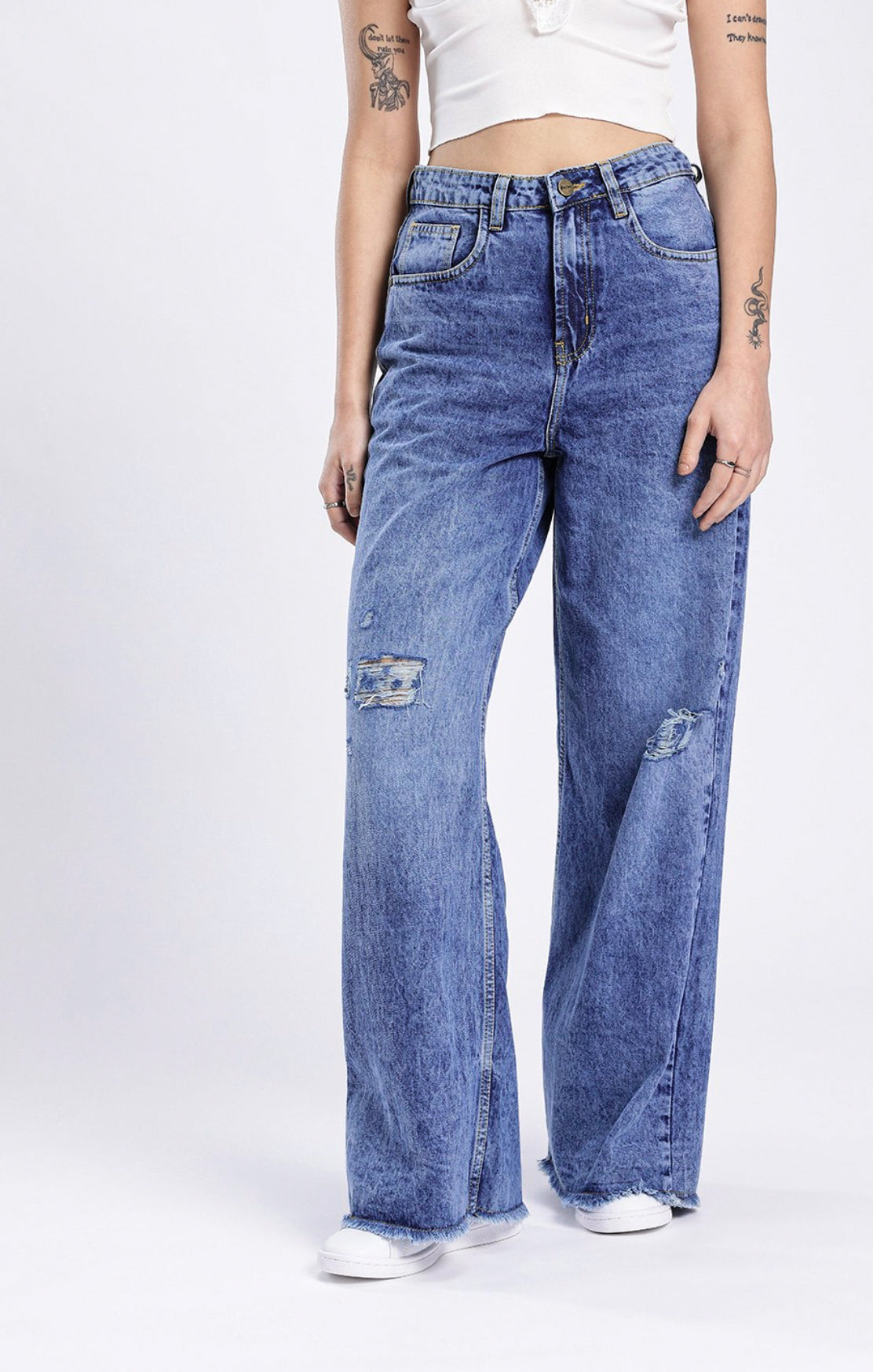 Women Mid-Rise Light Fade Pure Cotton Wide Leg