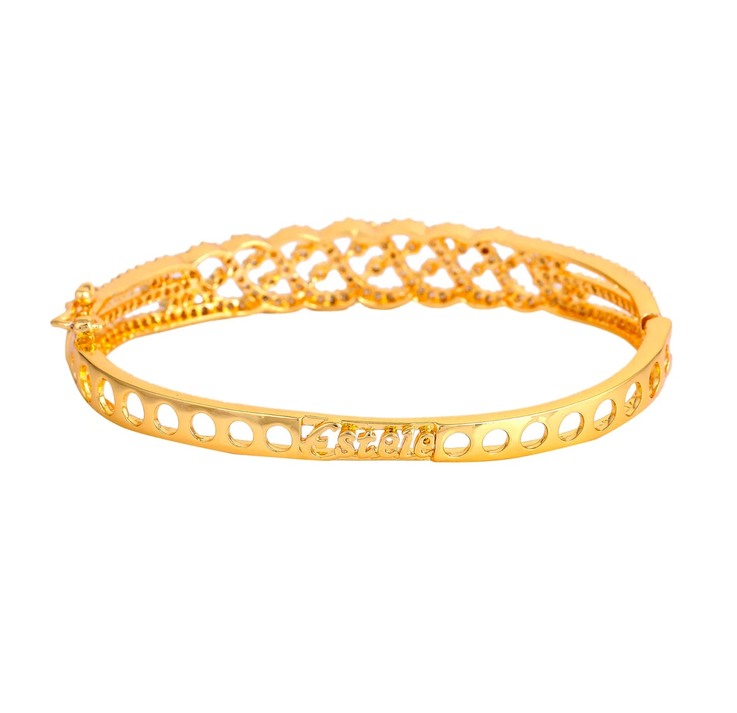 Estele Luxe Glow Gold Plated Comfort Fit Stunning White American Diamond Bracelet for Girls & Women I A Timeless Touch of Brilliance