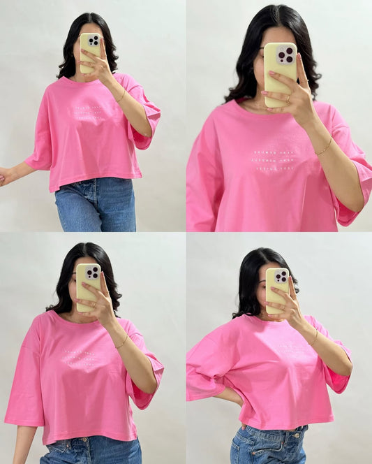 Women’s Oversized Casual T-Shirt –, Round Neck, Half Sleeve,