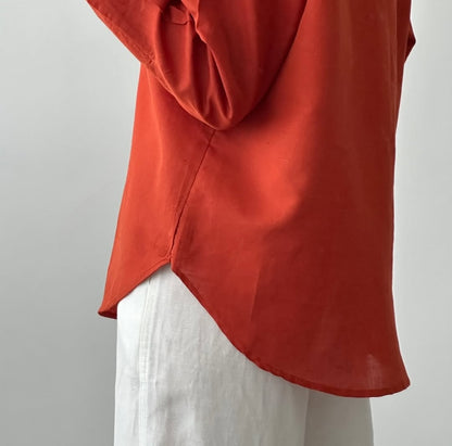 Minimalist Oversized Cropped Button-Up Shirt –