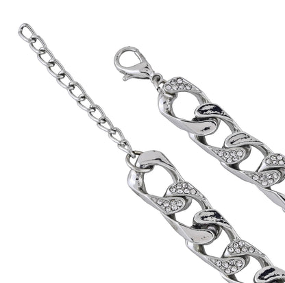 Estele Rhodium Plated Elegant Cuban Bracelet for Women
