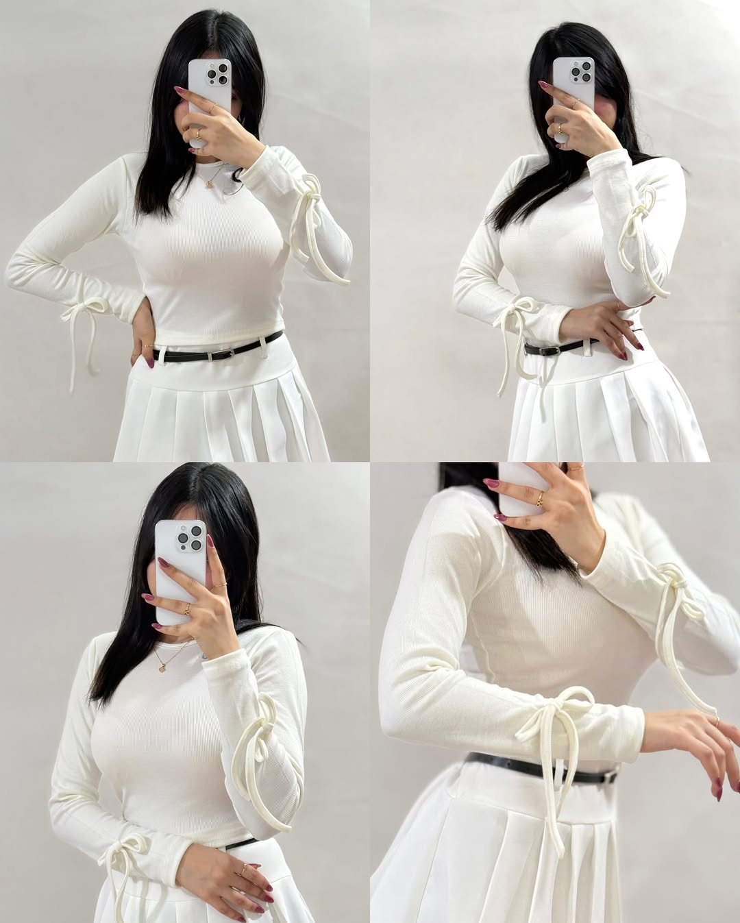 Women’s  Ribbed Full Sleeve Crop Top with Tie Detailing – Casual Stylish Wear