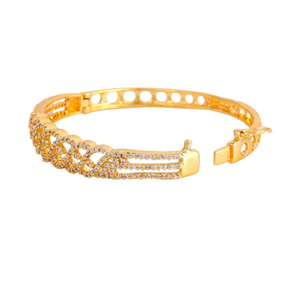 Estele Luxe Glow Gold Plated Comfort Fit Stunning White American Diamond Bracelet for Girls & Women I A Timeless Touch of Brilliance